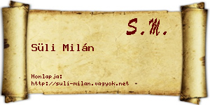 Süli Milán névjegykártya